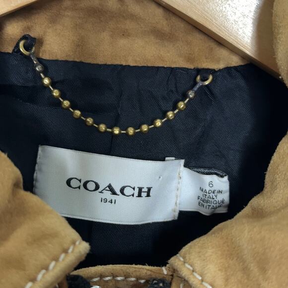 COACH 1941 Suede Lambs Leather Studded Jacket Tan Camel Sz 6 MSRP $1795 - Picture 8 of 12